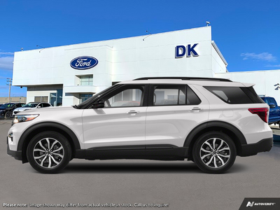 USED 2022 Ford Explorer
 ST w/Leather, Premium Tech Pkg, Moonroof, and More! - Star White Tri-coat Metallic Exterior / EBONY LEATHER-TRIMMED Interior - $27,886 - Stock #D60185A - VIN 1FM5K8GC8NGA08114