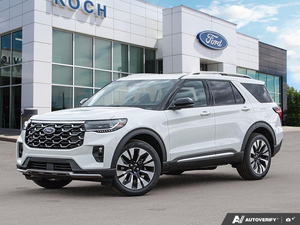 NEW 2026 Ford Explorer Platinum - Star White Tri-coat Metallic Exterior - $63,552 - Stock #E60789 - VIN 1FMUK8HH4TGB63892