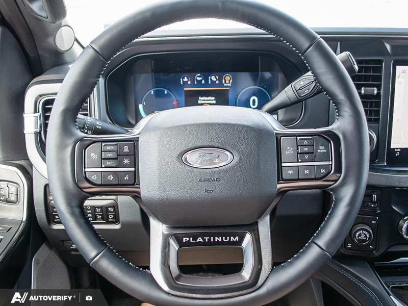 NEW 2026 Ford F-350 Super Duty Platinum - Agate Black Metallic Exterior / BLACK ONYX/PLATINUM BLUE, UNIQUE PLATINUM LEATHER 40/CONSOLE/40 Interior - $120,930 - Stock #D60703 - VIN 1FT8W3BM4TED65193 - Photo 14