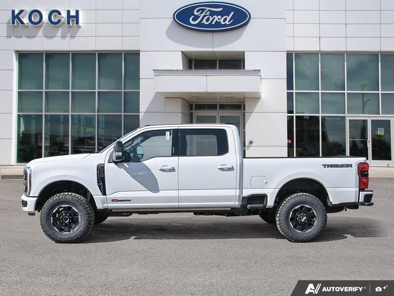 NEW 2026 Ford F-350 Super Duty Platinum Tremor - Star White Tri-coat Metallic Exterior / BLACK ONYX/BLUE LEATHER Interior - $137,153 - Stock #E60247 - VIN 1FT8W3BM5TED66353 - Photo 3