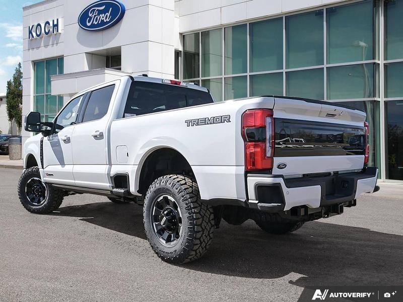 NEW 2026 Ford F-350 Super Duty Platinum Tremor - Star White Tri-coat Metallic Exterior / BLACK ONYX/BLUE LEATHER Interior - $137,153 - Stock #E60247 - VIN 1FT8W3BM5TED66353 - Photo 4